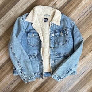 GAP Light Blue Denim Jacket with Cream Sherpa